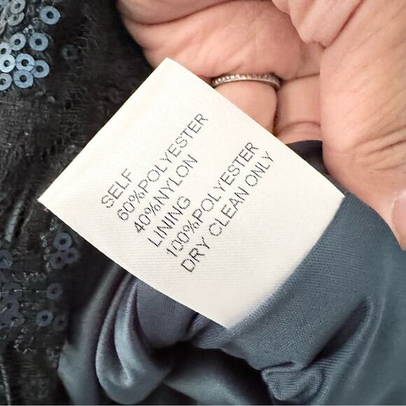 Tadashi Shoji Teal Sequin Illusion Sheath Knee Length Pailette Cocktail Dress 8 - Picture 9 of 13